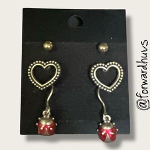 Earring Set of 3 Various Pair - (1) Avon Ladybug - 2 Unbranded